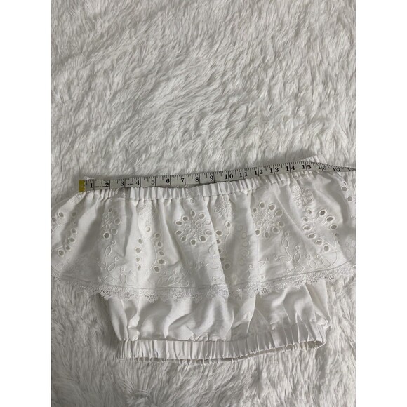 Mi Ami Francesca's White Paula Off The Shoulder Eyelet Ruffle Crop Blouse Size S - Picture 13 of 13